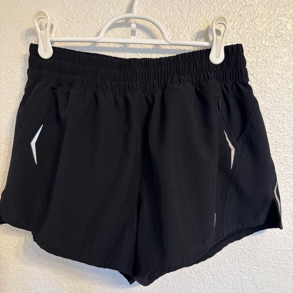 Asics Black Women's Athletic Shorts with White Accents